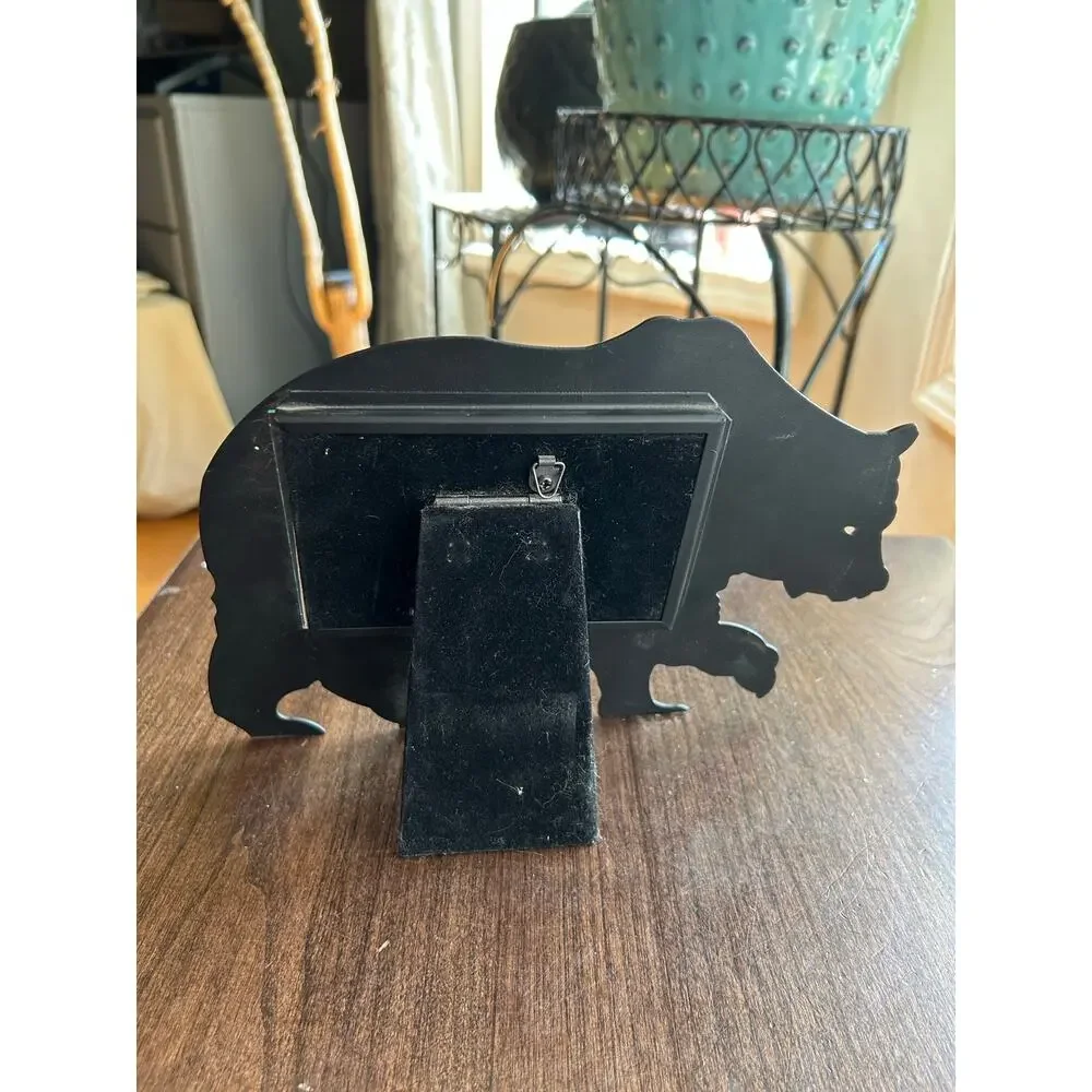 New black bear shaped tabletop picture frame from Veritas holds 3.5